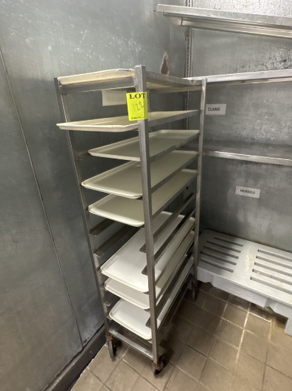 Steel food service stainless tray rack on casters