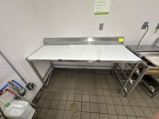 Stainless steel table w/ cutting boards - 6’ x 2’