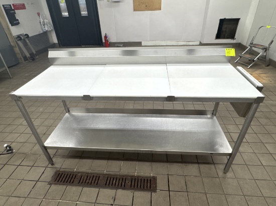 Stainless steel table w/ cutting boards - 71.5” x 2’