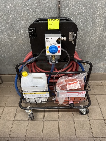 Ecolab chemical mobile cart w/ high temp hoses