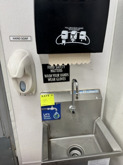 Stainless steel handwashing sink 16" x 13" with soap and paper towel dispen
