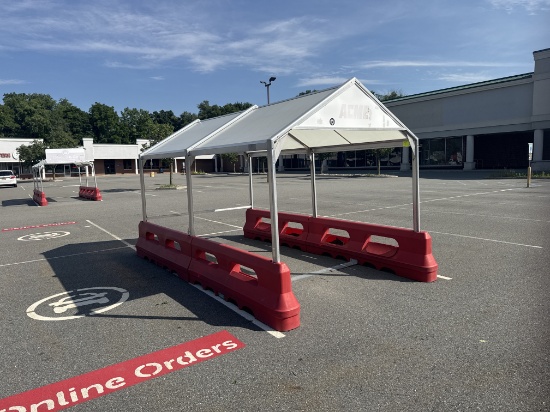 Cart corral 15' x 8' with red molded base and canopy