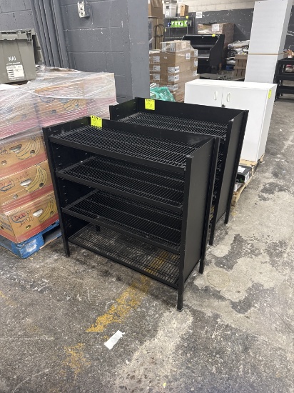 Metal wire display rack w/ adjustable shelves - 34” x 14” x 37" - lot of 2
