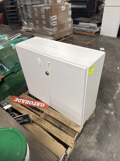 Wooden 2 door locking cabinet - 3’ x 30” x 1’ D, does not include key