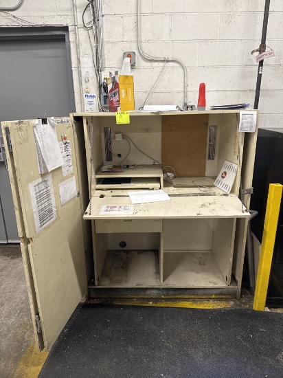 Standable wooden desk w/ locking cabinets