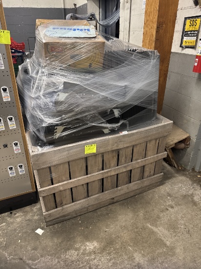 Gravity racks w/ pushers, includes crate
