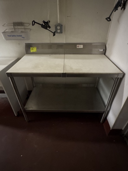 Stainless steel table w/ cutting boards - 4’ x 2’