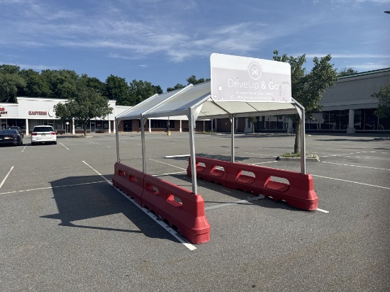 Cart corral 15' x 8' with red molded base and canopy