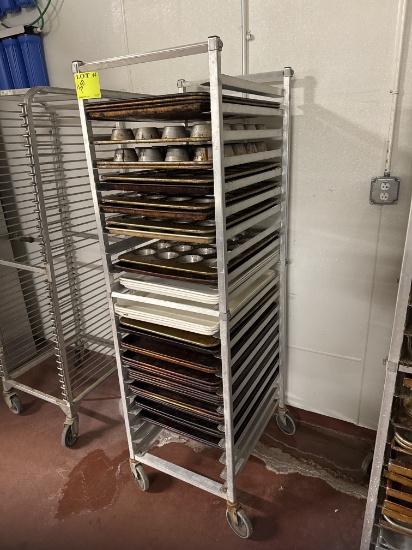 Bakery sheet pan rack on casters w/ assorted pans