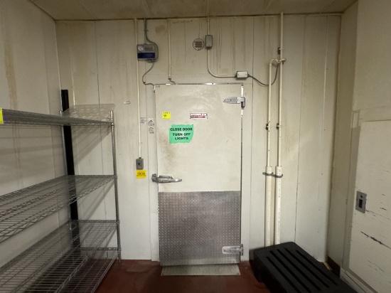 Walk in cooler w/ wall mounted shelving - 9.5’ x 14’ x 9.5’ H