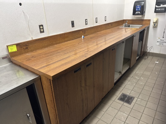 Wood counter top cabinet unit w/ sink and faucet - 12’ x 32”