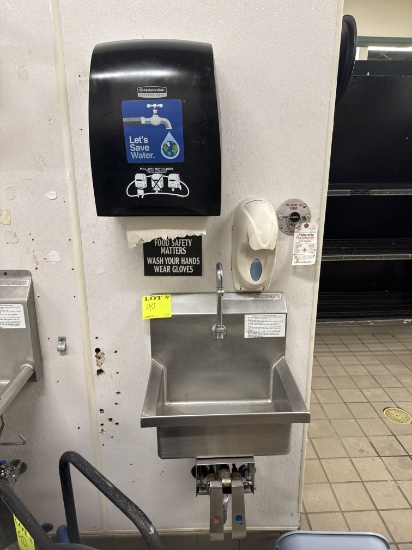 Stainless steel handwashing sink 16" x 13" w/ paper & soap dispensers