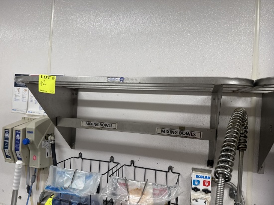 Stainless steel wall mounted drying shelf for 3 compartment sinks - 42” x 1