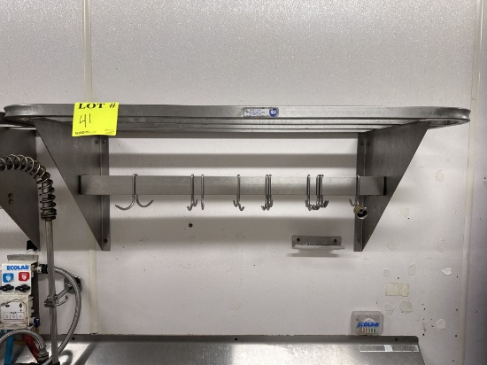 Stainless steel wall mounted drying shelf for 3 compartment sinks - 42” x 1