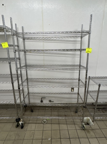 Metro rack on casters - 4’ x 18” x 77” H - minor rust