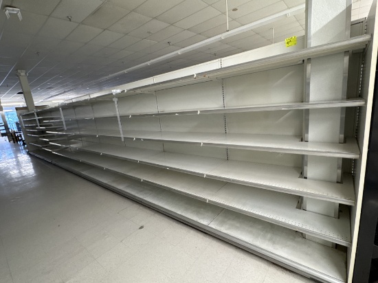 Gondola run - 4’ sections - 78” H - 23” base shelves - 21” shelving - sold