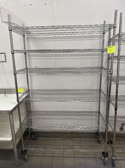 Metro rack on casters - 4’ x 18” x 77” H - minor rust