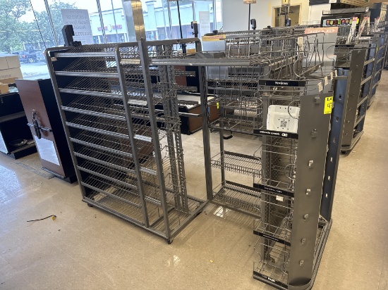 Cash wrap wire merchandiser on casters