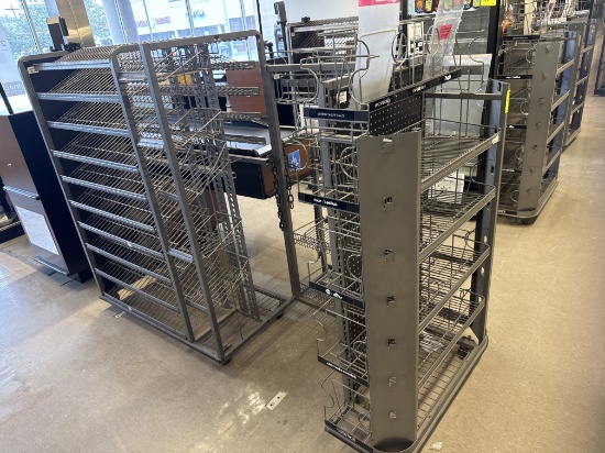 Cash wrap wire merchandiser on casters