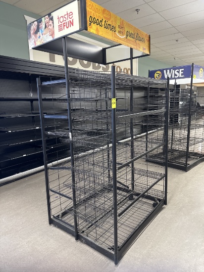 Metal wire 3 way display in casters - 4’ x 40” x 94” H