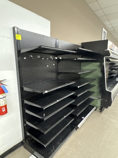 Gondola wall run - 4’ & 3’ - 7’ H - 23” base shelves - 21”/22” shelving sol