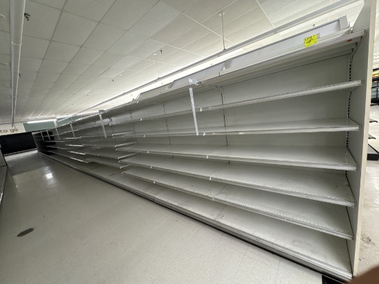 Gondola run - 4’ sections - 72” H - 23” base shelves - 22” shelving sold- s