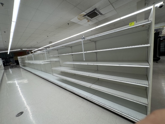 56' Gondola run - 4’ sections - 72” H - 23” base shelves - 21” shelving - s