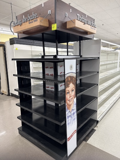 3 way end cap w/ adjustable shelves - 4’ x 53” x 82” H