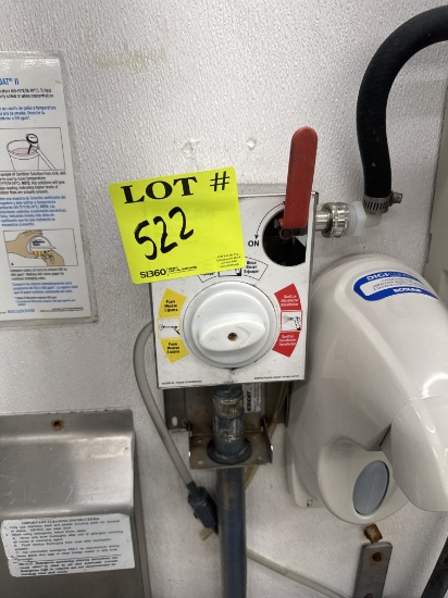 Ecolab wall mounted single chemical dispenser w/ high temp hose and nozzle