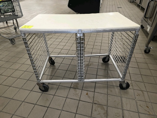 Rolling polytop table 41" x 24" x 32" holds 28 tray racks