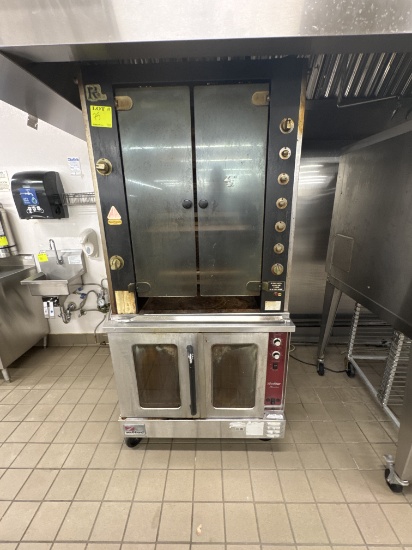 2 tier stacked oven w/ rotisserie on casters - gas