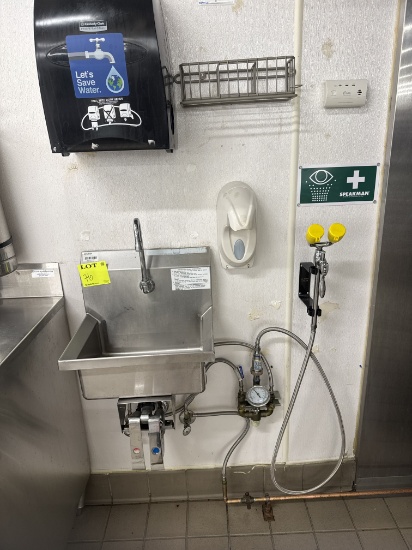 Stainless steel handwashing sink 16" x 13" w/eye wash station.