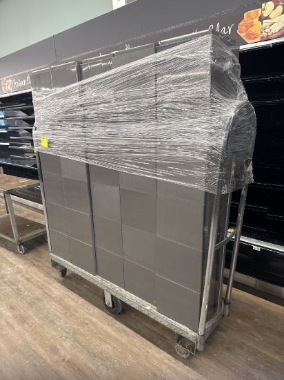 U-boat 6 wheeler w/ 30 plastic display boxes 1’ x 1’