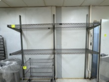 Wall mounted shelf beams x 3 w/ 4 shelves @ 4’ x 18”