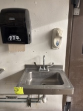 Stainless steel hand washing sink w/ paper & soap dispensers