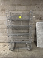 Steel metal basket display on casters - 3’ x 25”