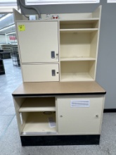 Standing desk w/ cabinets and electrical boxes - 4’ x 31” x 78.5” H