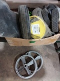 Lawn mower wheels and pulley