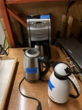 Cuisinart coffee maker. Salton electric tea kettle. Thermos carafe