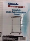 Heavy duty double rod clothes rack