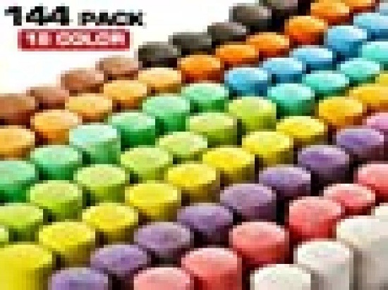 144 Pack - 18 Colors Jumbo Sidewalk Chalk Set - Washable