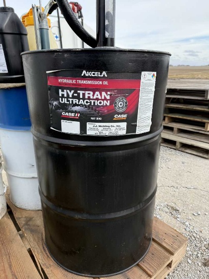 55-Gal drum of Case hy-Tran w/ hand pump