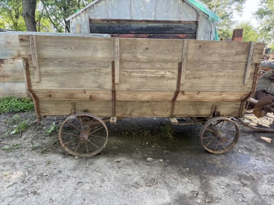Wooden flare wagon on steel wheels