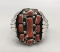 Vintage Sterling Silver and Coral Cluster Bracelet