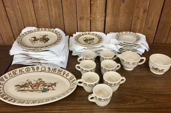 Vintage Rodeo Plate Set by Wallace China