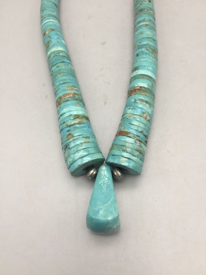 Stunning Turquoise Disc Bead Necklace