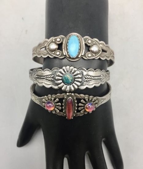 Three Vintage Fred Harvey Bracelets