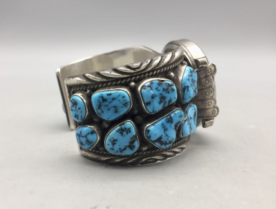 Vintage 16 Stone Turquoise Watch Bracelet