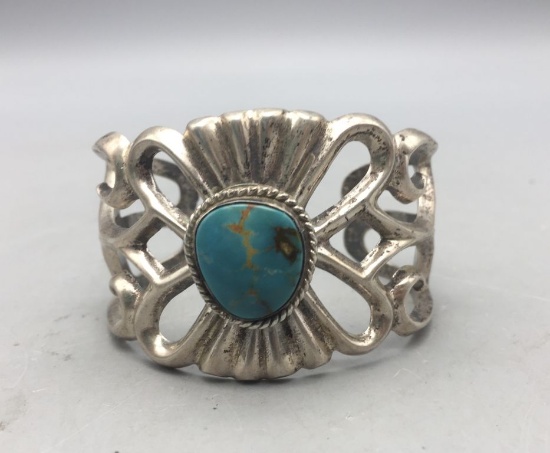 Vintage Sandcast and Turquoise Bracelet