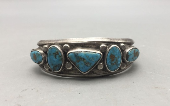 1950s Five Stone Turquoise Bracelet